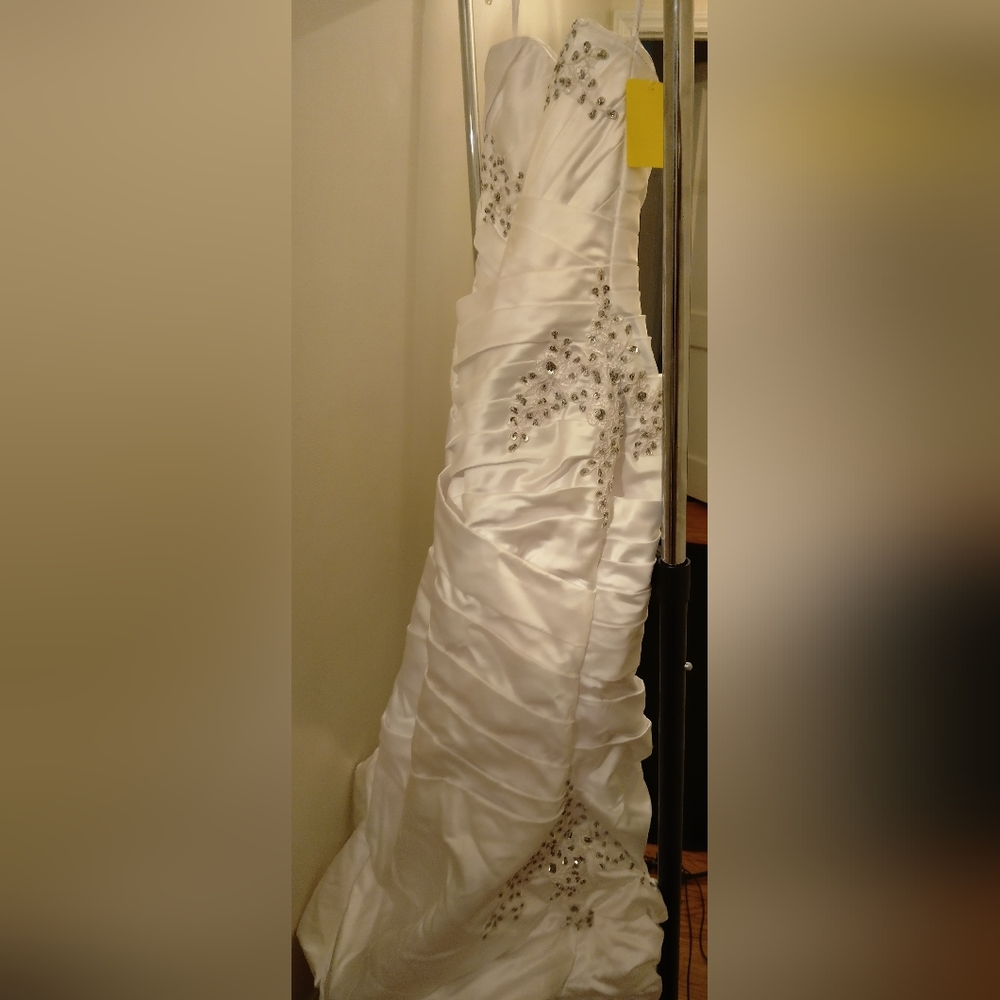 White Satin Gown with Silver Sequin